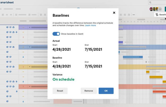 Smartsheet launches Baselines to help measure and compare a projects progress through to completion