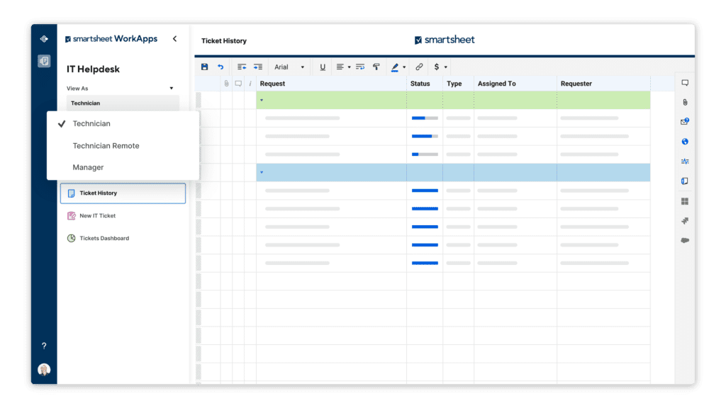 Smartsheet workapps dashboard