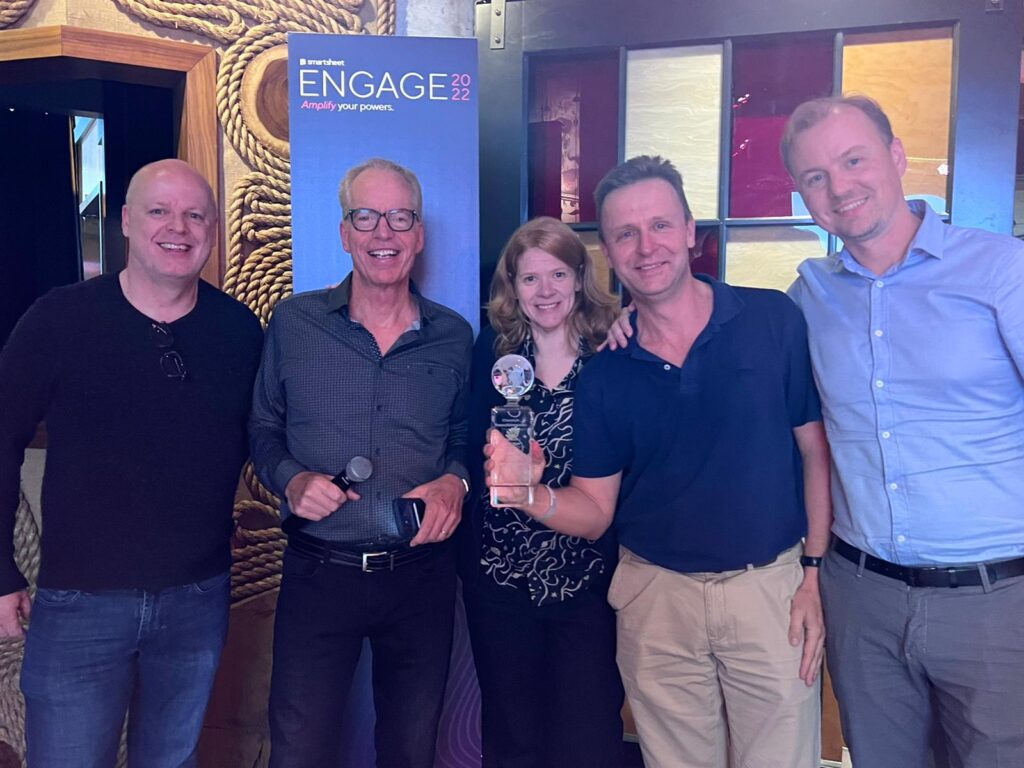 Gary, Steve Stewart, Alison, Rob, Andreas Bansen Schallitz receiving the EMEA Partner of the Year Award