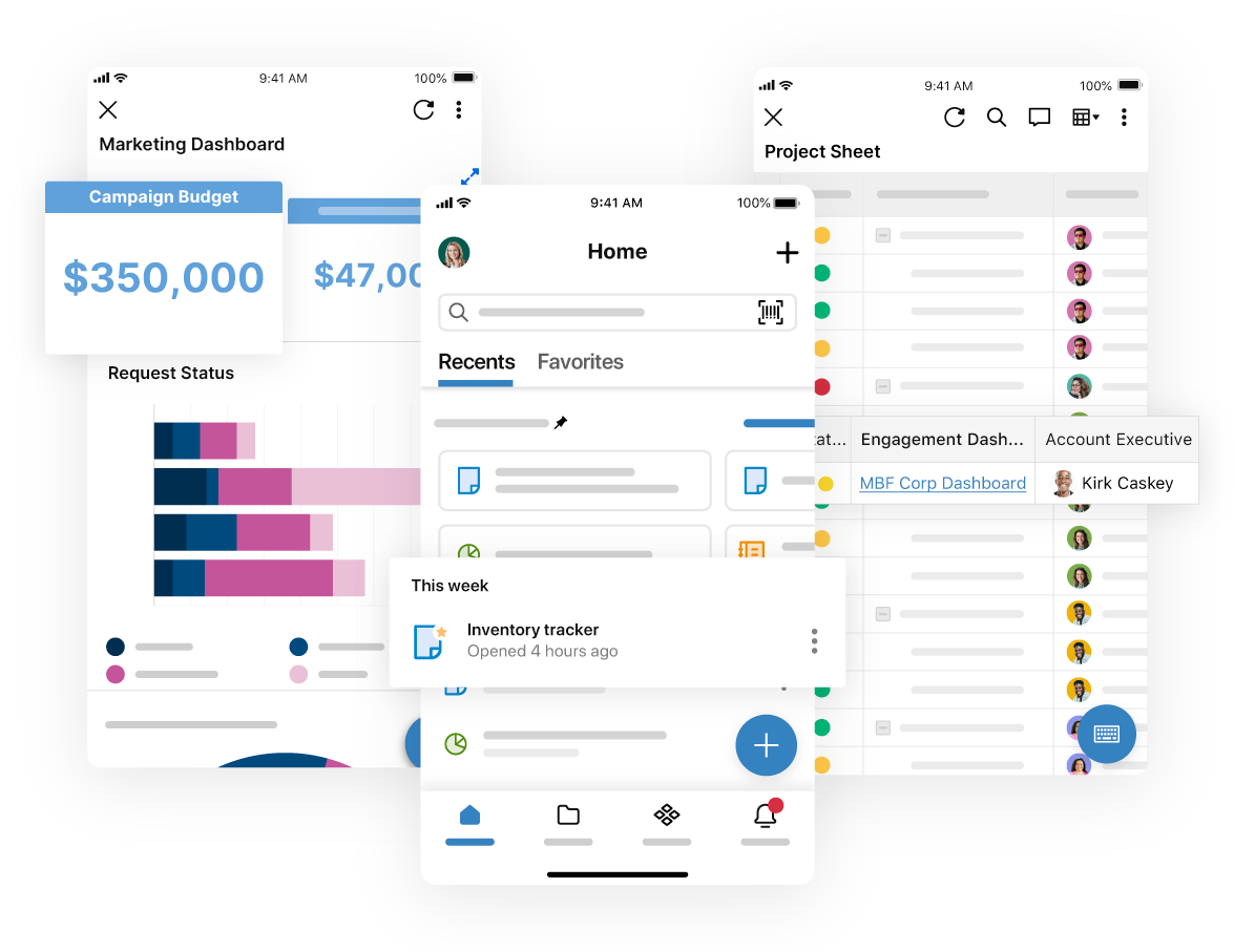 Smartsheet mobile dashboard