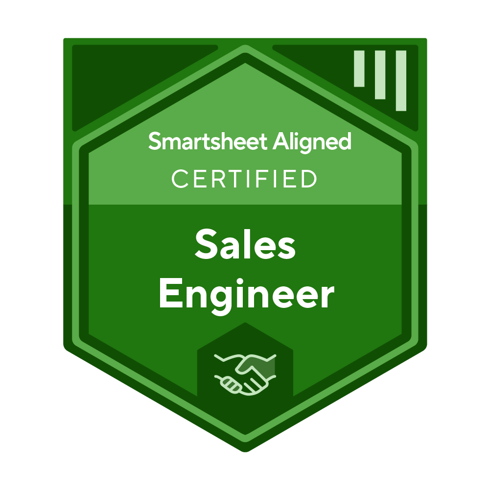 About Us 7 Smartsheet Aligned Badges SalesEngineer Green
