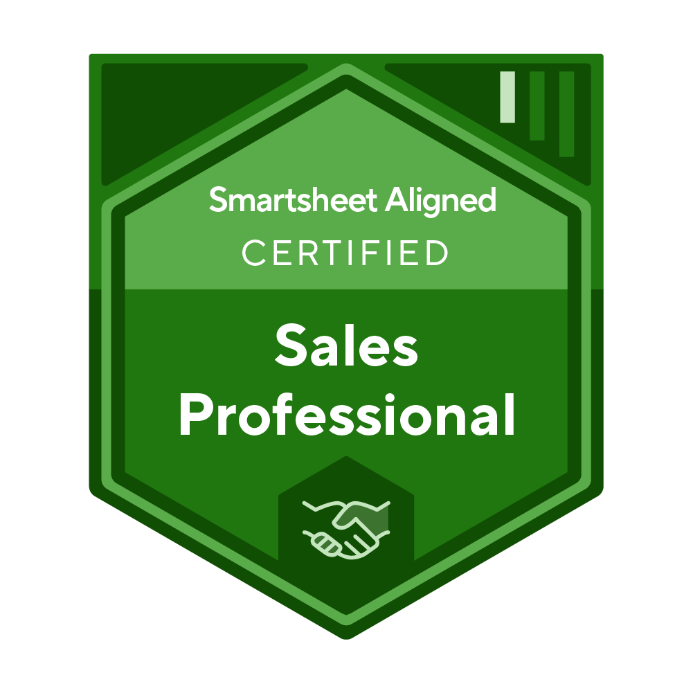 About Us 5 Smartsheet Aligned Badges SalesProfessional Green