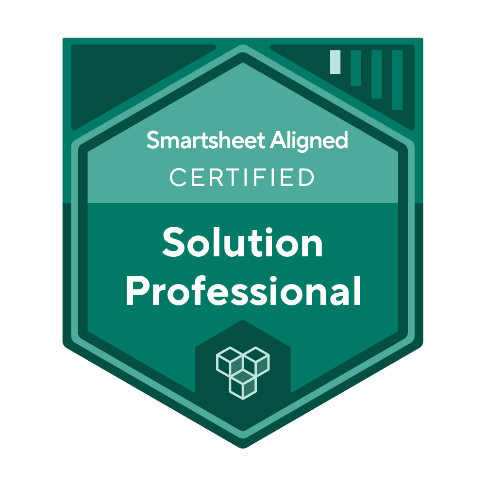 About Us 4 Smartsheet Aligned Badges SalesProfessional Teal